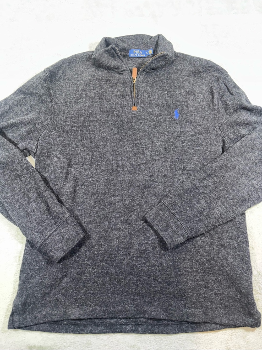 Polo Ralph Lauren Estate-Rib Quarter-Zip Pullover Large 100% cotton